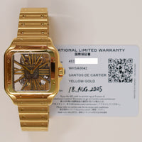 Santos de Cartier Skeleton Dial 39.7mm Yellow Gold WHSA0042