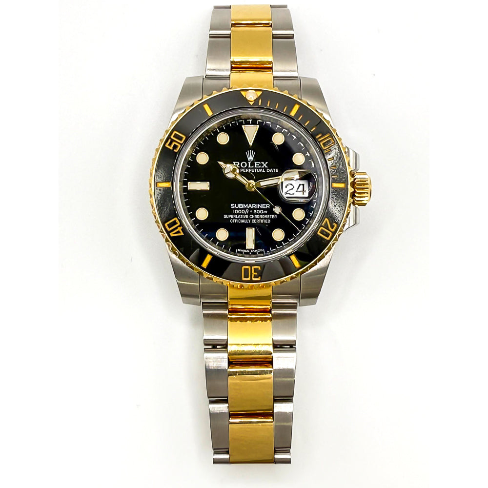 Submariner Date 40mm Black Bezel Steel and Yellow Gold 116613LN