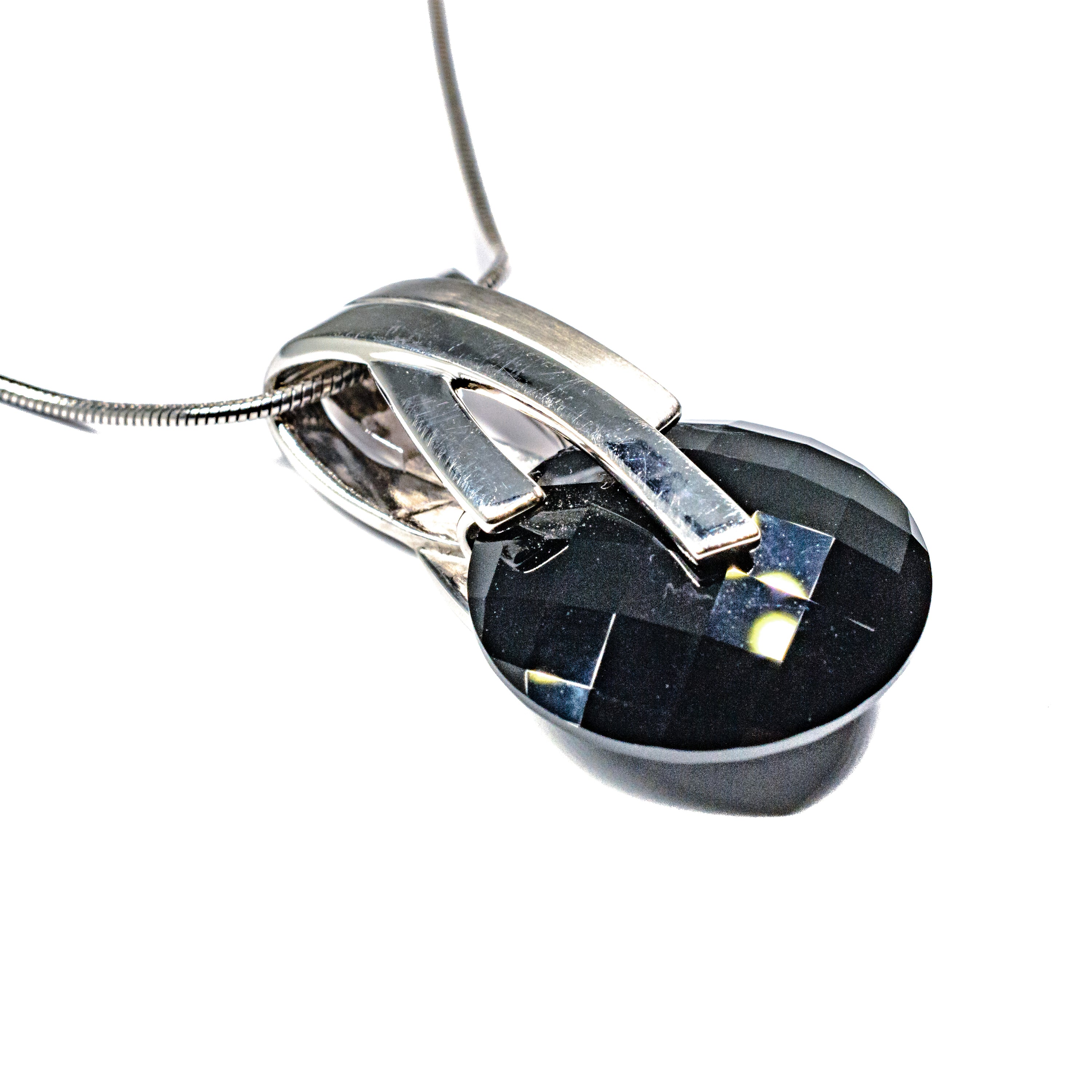 Silver & round Black Onyx neck