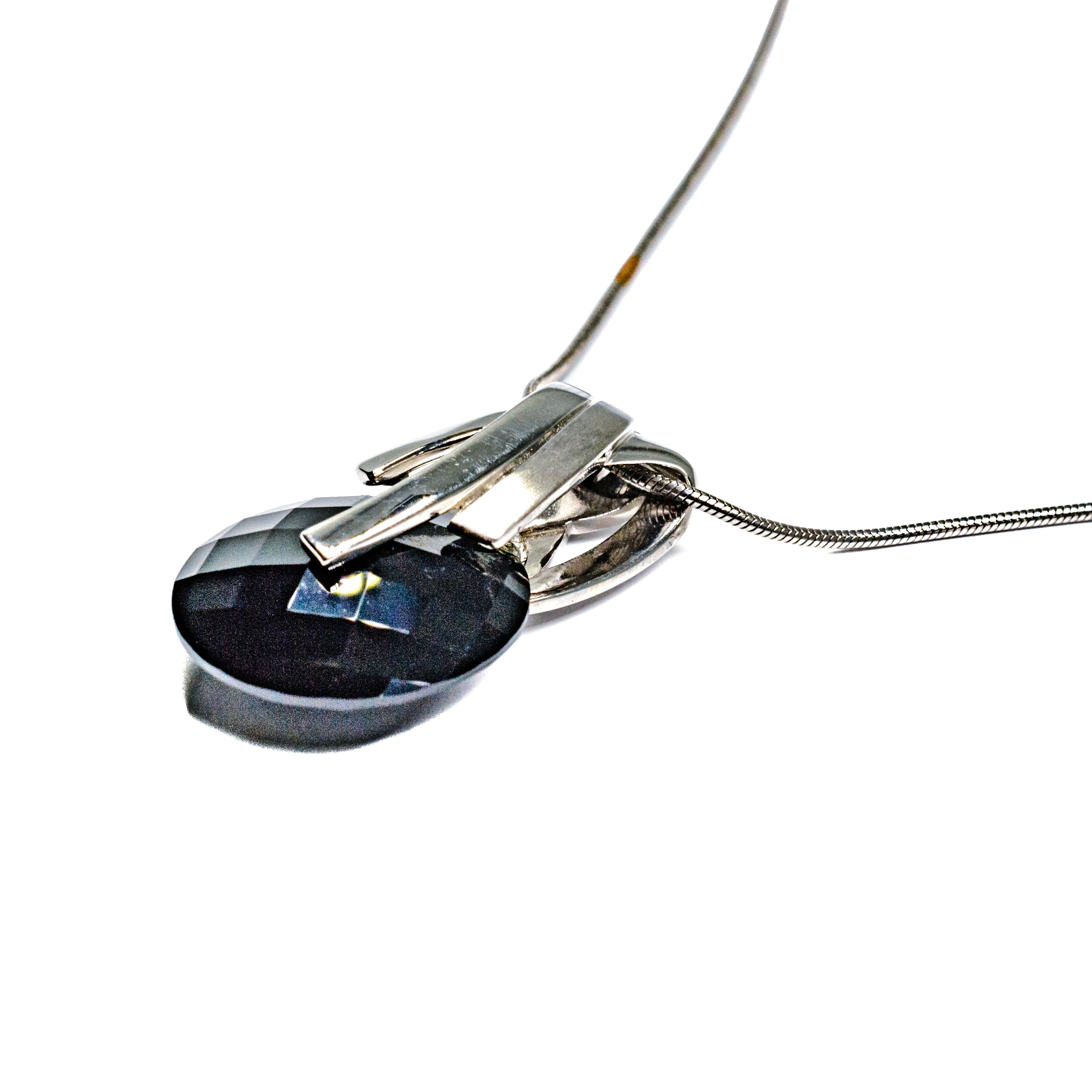 Silver & round Black Onyx neck