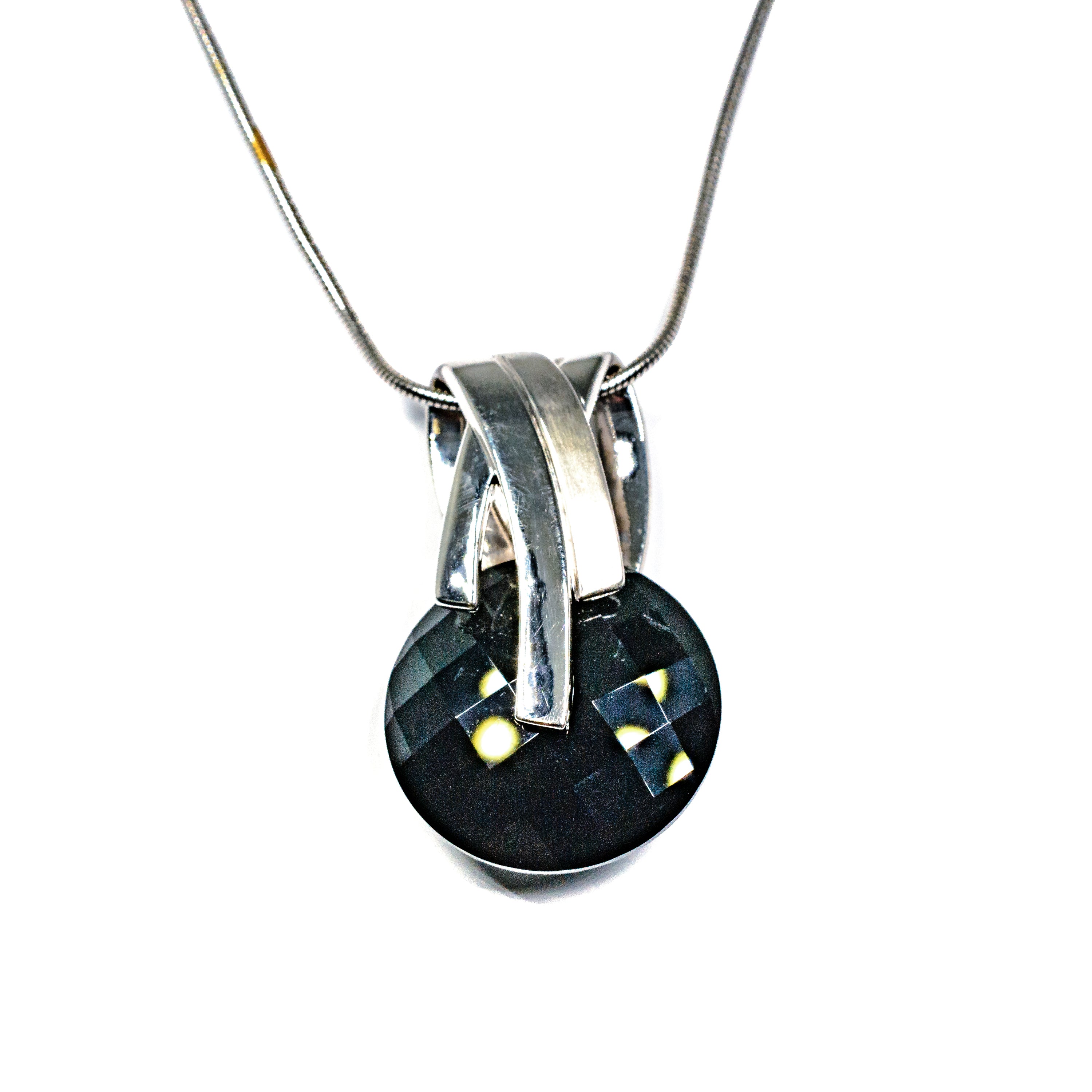 Silver & round Black Onyx neck