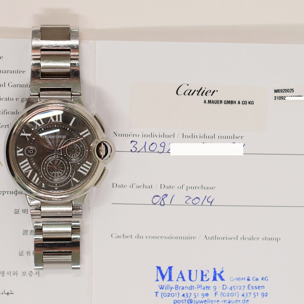 Cartier Ballon Bleu 44mm Steel W6920025