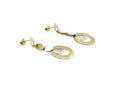 14kt Two Tone Gold Vergano Design Oval Drop Style Earrings
