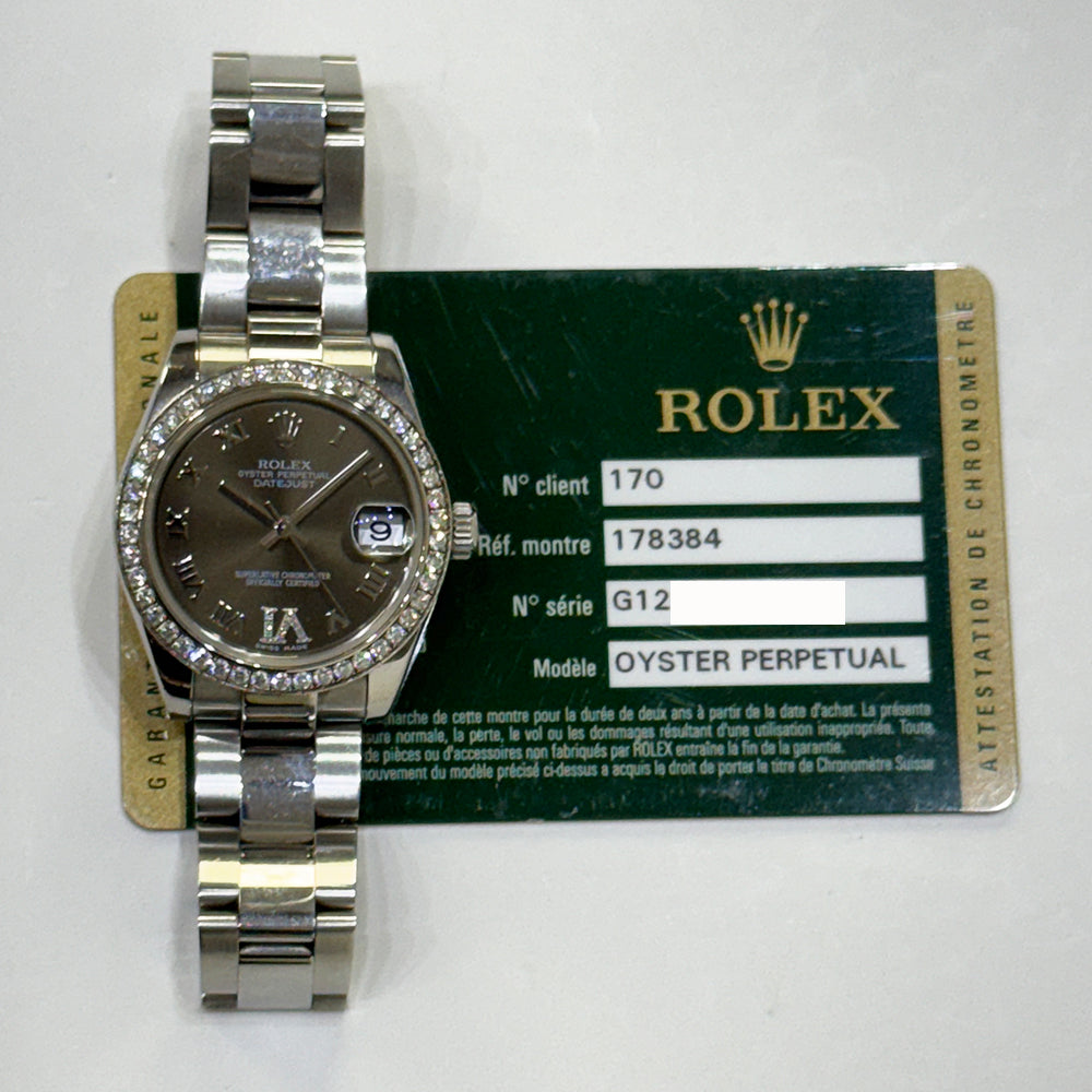 Datejust 31mm Diamond Bezel Steel and White Gold 178384