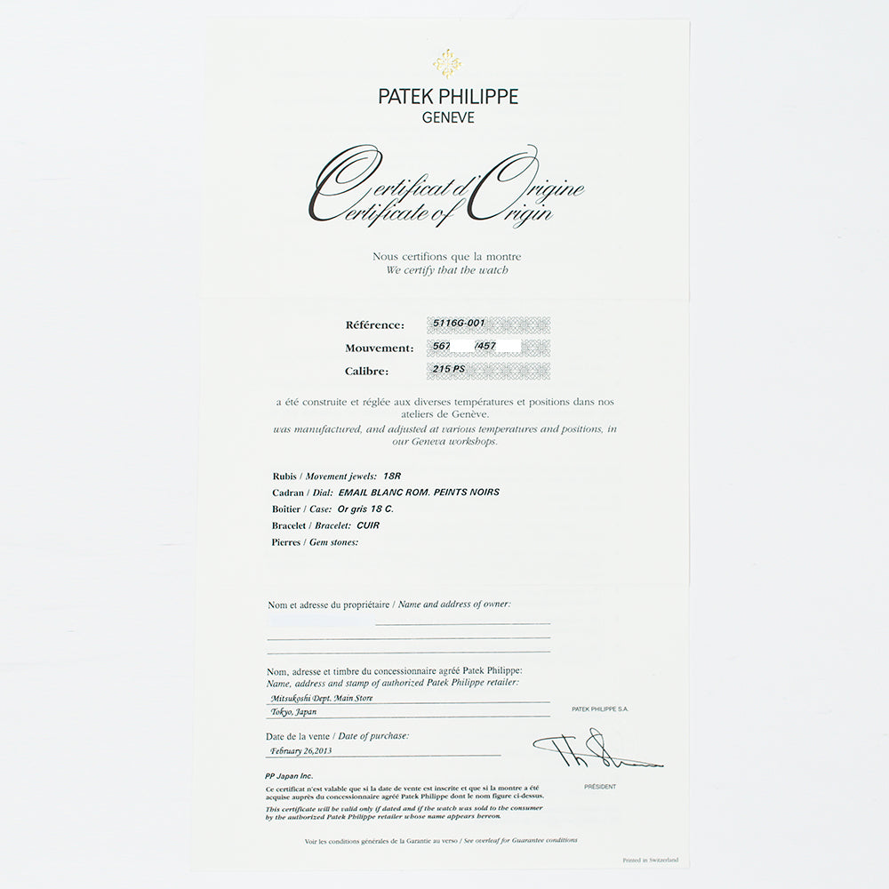 Calatrava 36mm White Gold 5116G-001