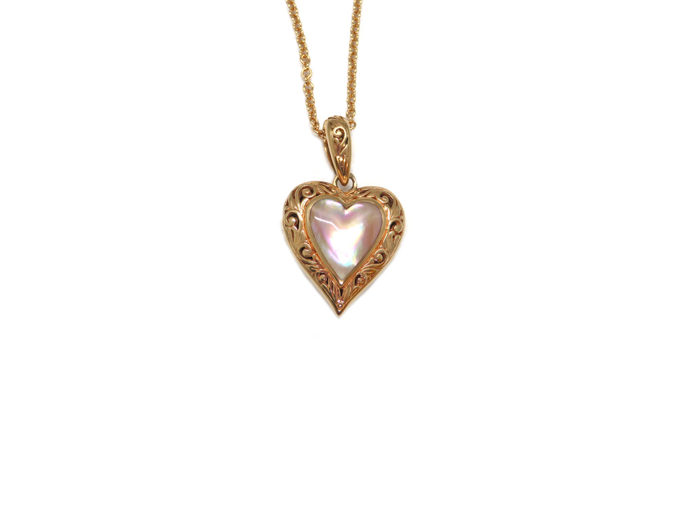 14kt Rose Gold Mother of Pearl Heart Locket Pendant