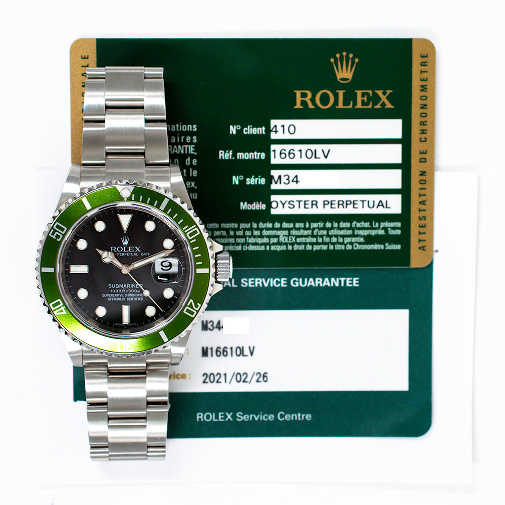 Submariner Date 40mm "Kermit" Steel 16610LV
