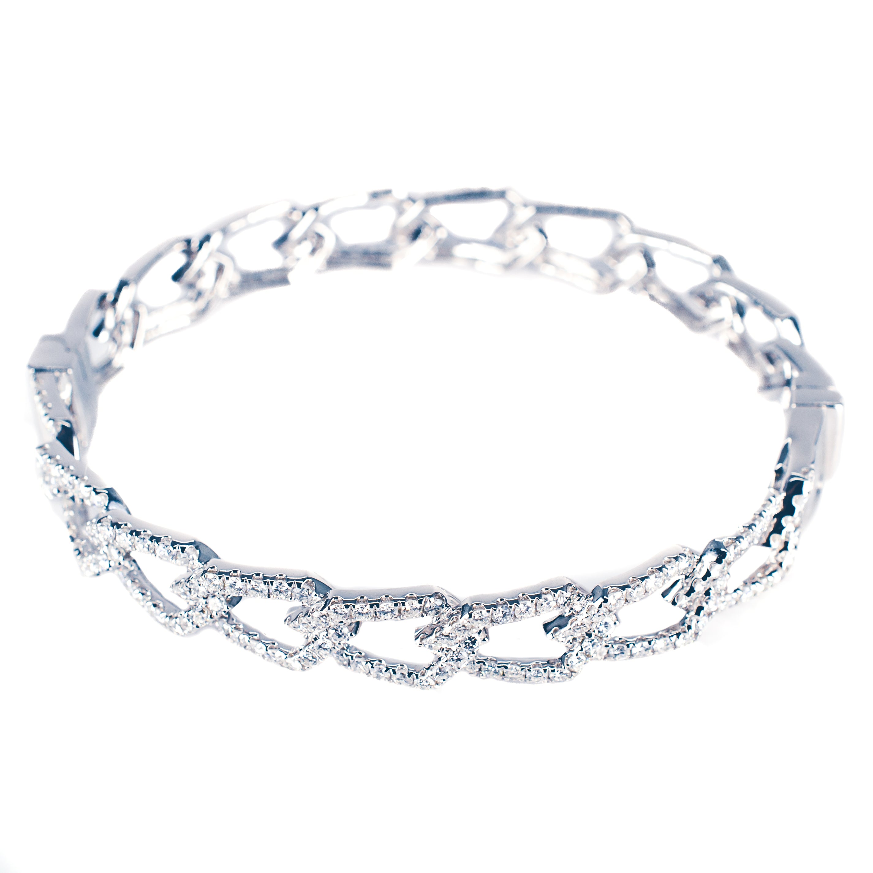 18kt White Gold Open Link Diamond Bracelet