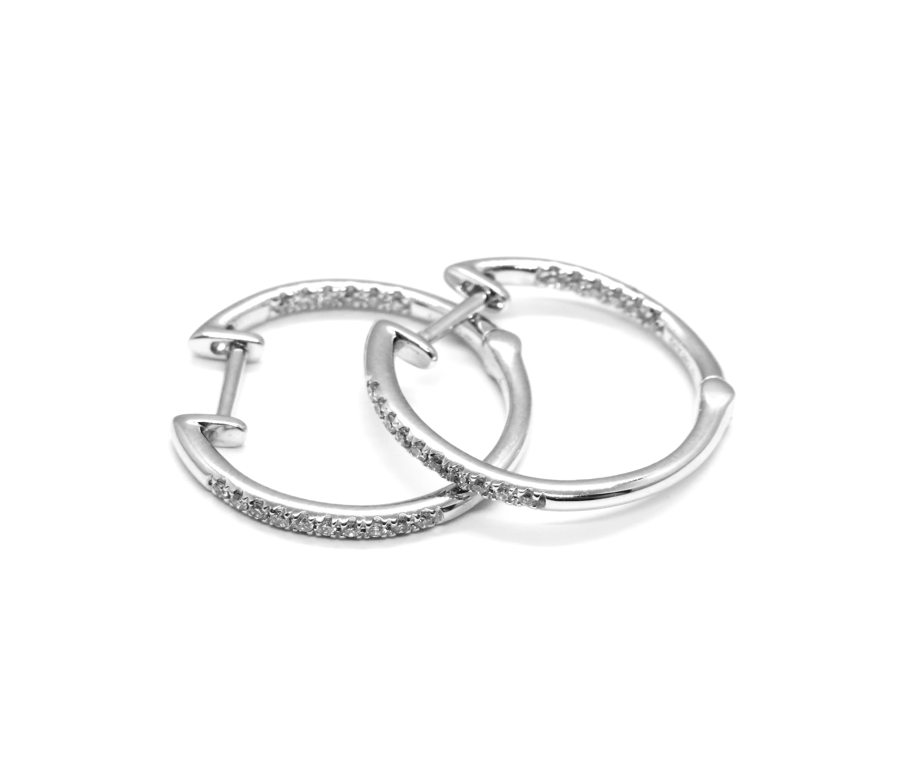 14kt White Gold In and Out Diamond Hoop Earrings