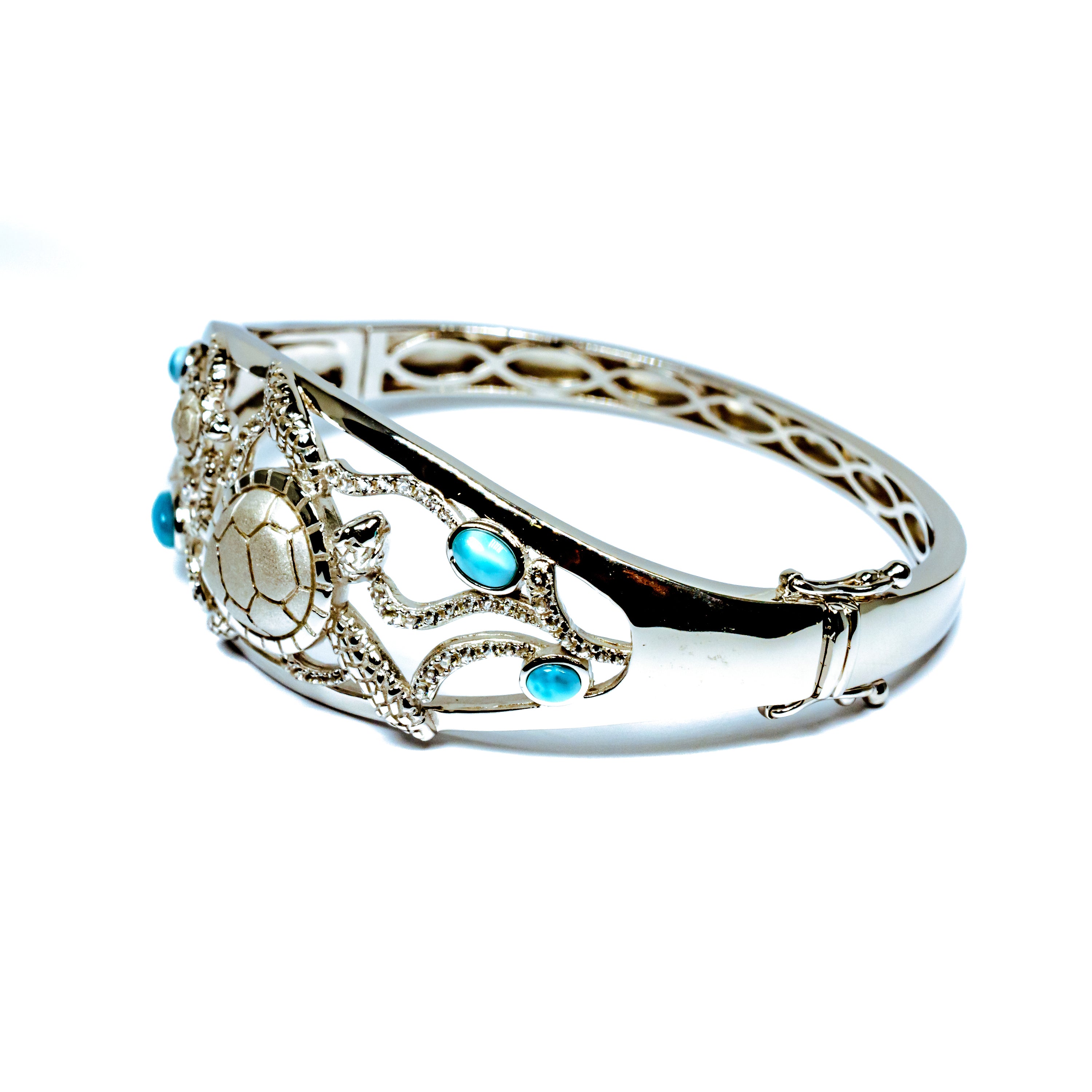 Silver Larimar & Topaz Turtle