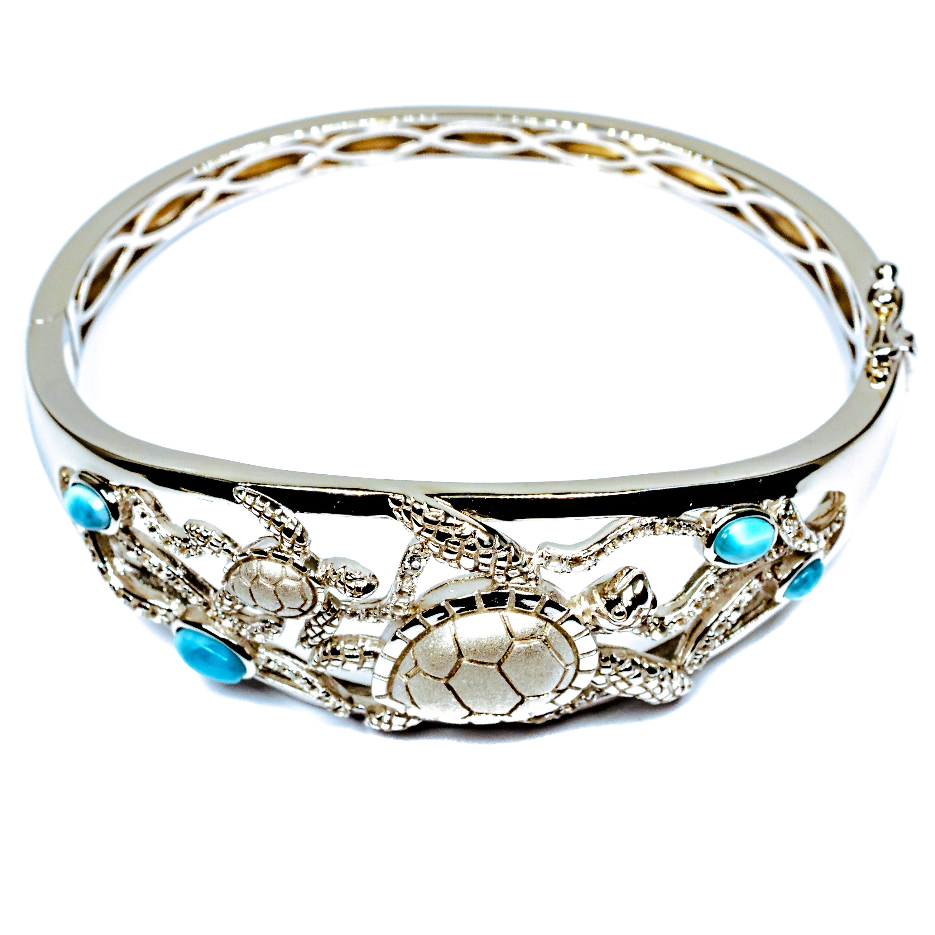 Silver Larimar & Topaz Turtle