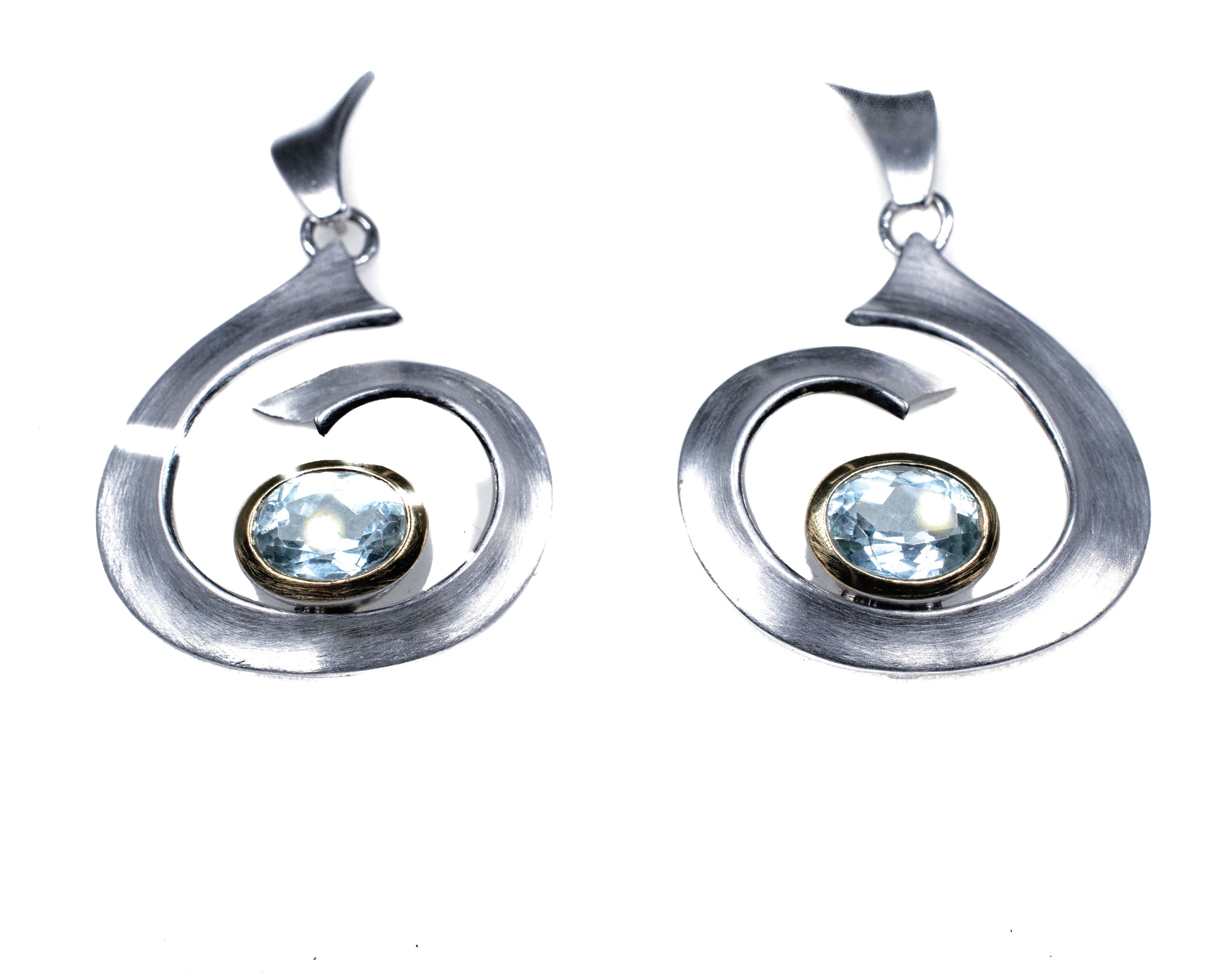 Silver & Gold Filled Blue Topaz Earrings – Contemporary Drop Earrings