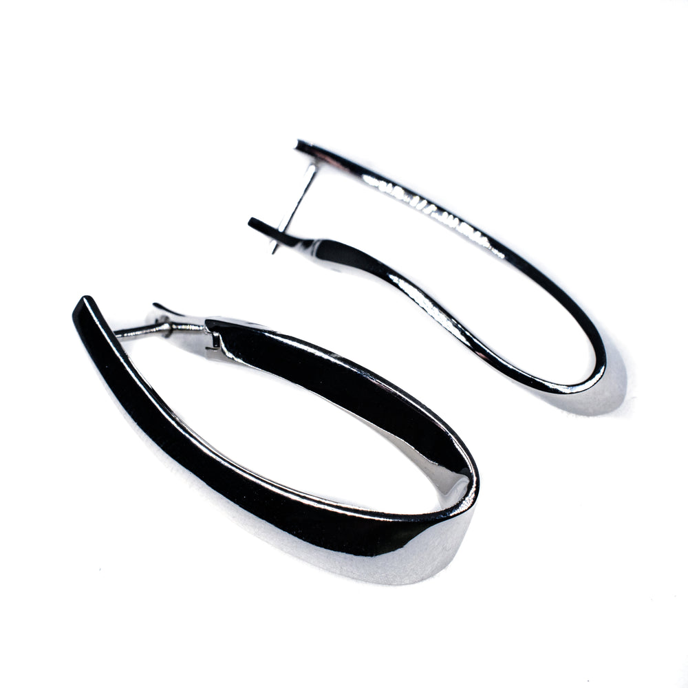 Silver flat twist hoop earring