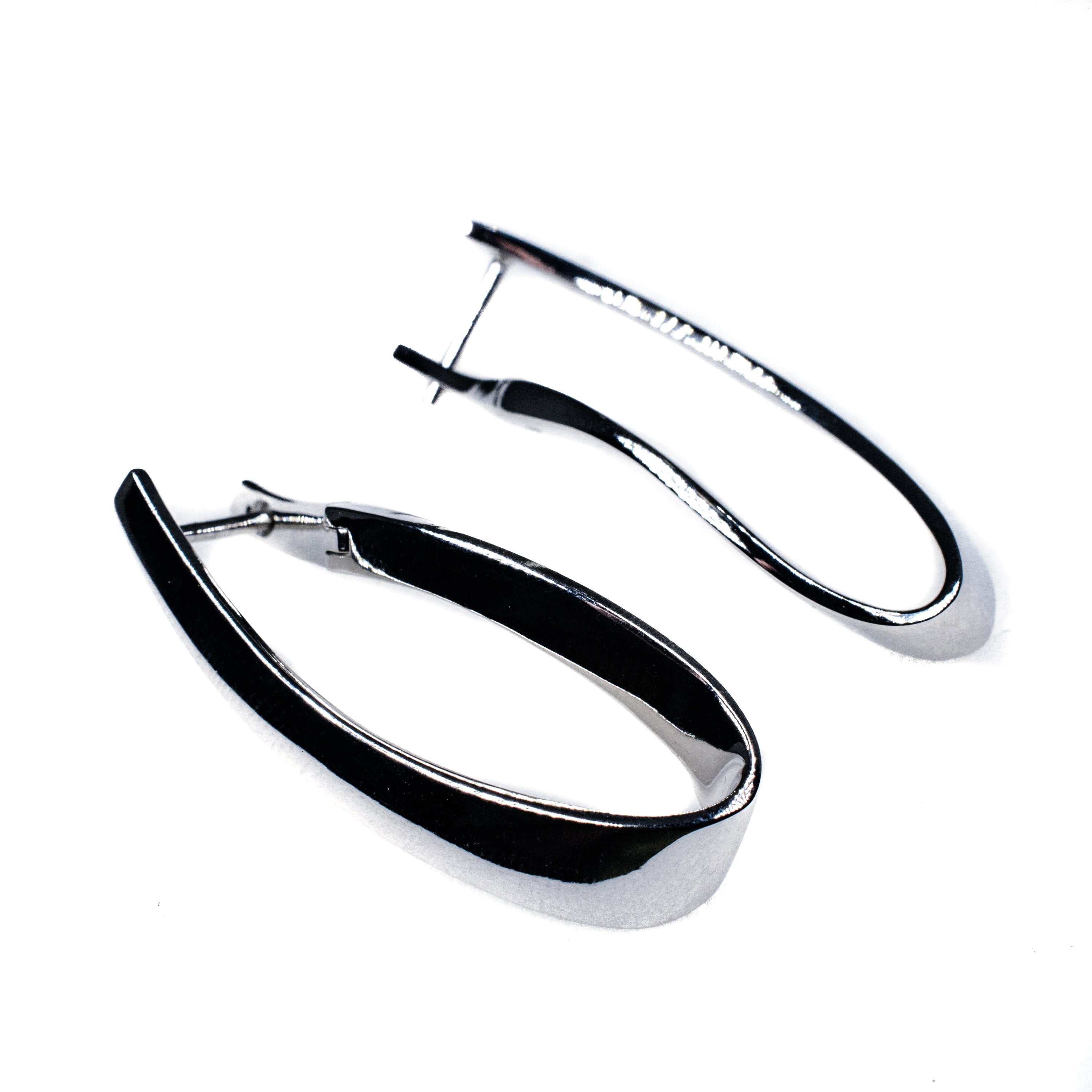 Silver flat twist hoop earring