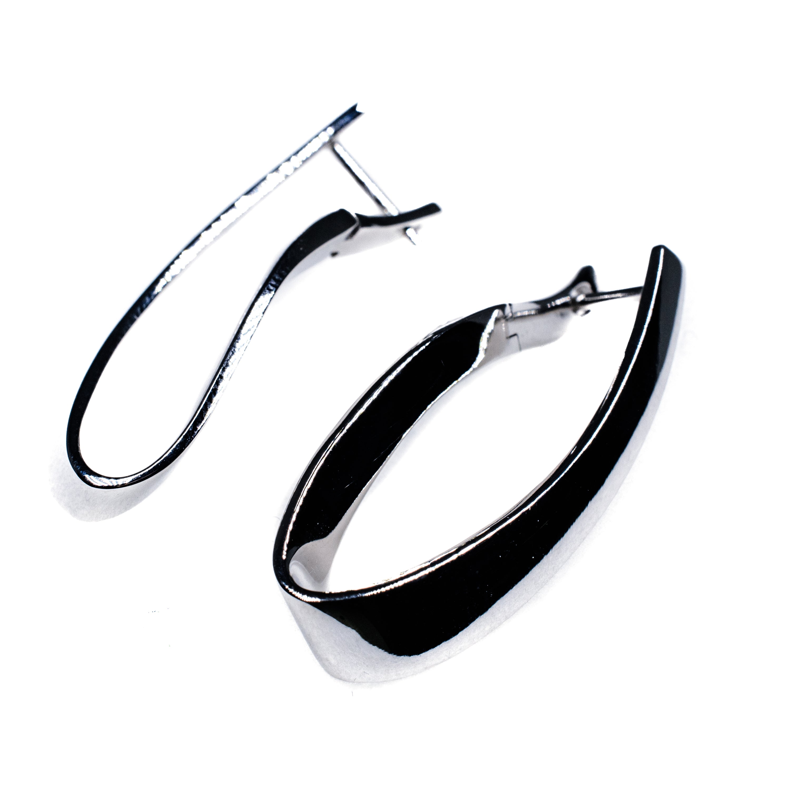Silver flat twist hoop earring