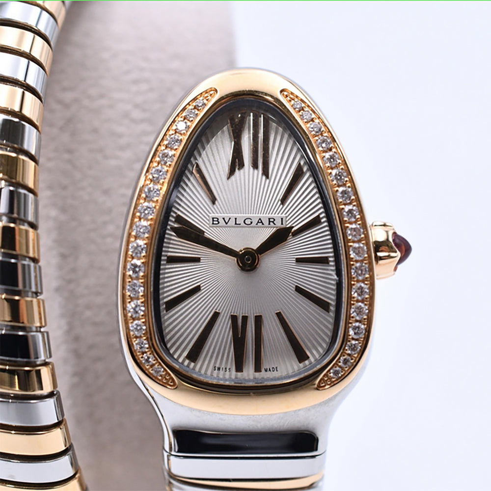 Serpenti Tubogas 20mm x 30mm Diamond Bezel Steel and Rose Gold Quartz SP27SPG