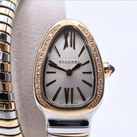 Serpenti Tubogas 20mm x 30mm Diamond Bezel Steel and Rose Gold Quartz SP27SPG