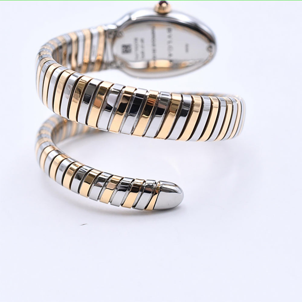 Serpenti Tubogas 20mm x 30mm Diamond Bezel Steel and Rose Gold Quartz SP27SPG