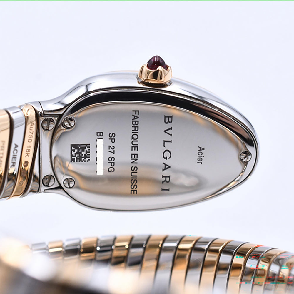 Serpenti Tubogas 20mm x 30mm Diamond Bezel Steel and Rose Gold Quartz SP27SPG