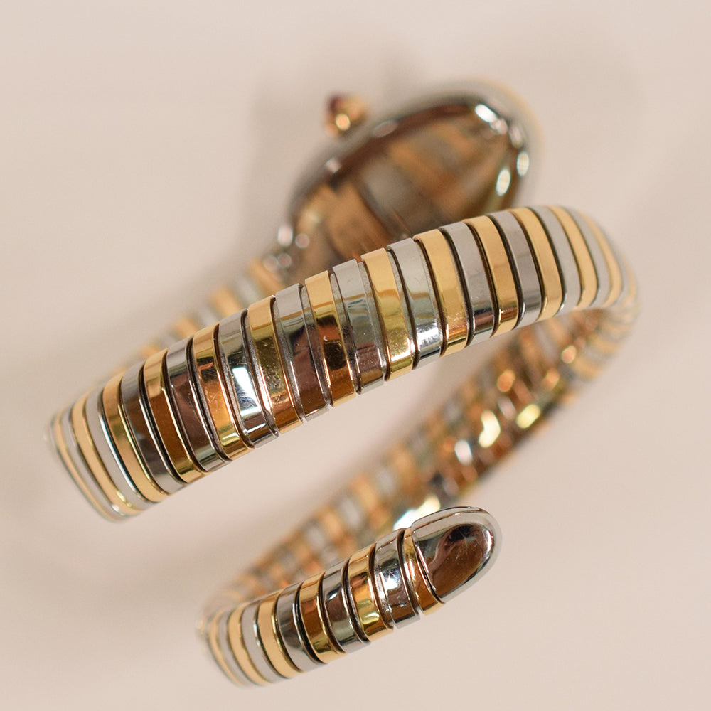Serpenti Tubogas 20mm x 30mm Diamond Bezel Steel and Rose Gold Quartz SP27SPG