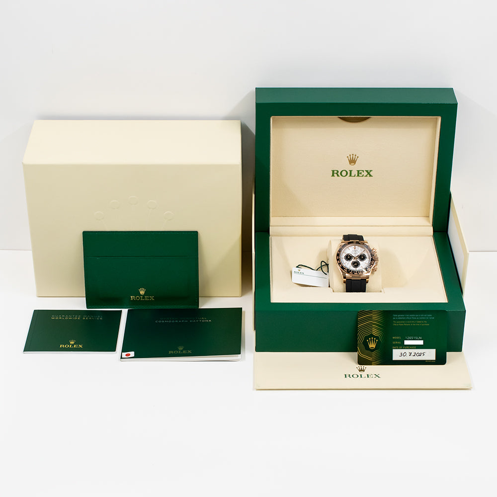 Daytona Rose Gold Black Ceramic Bezel with Rubber Strap 126515LN