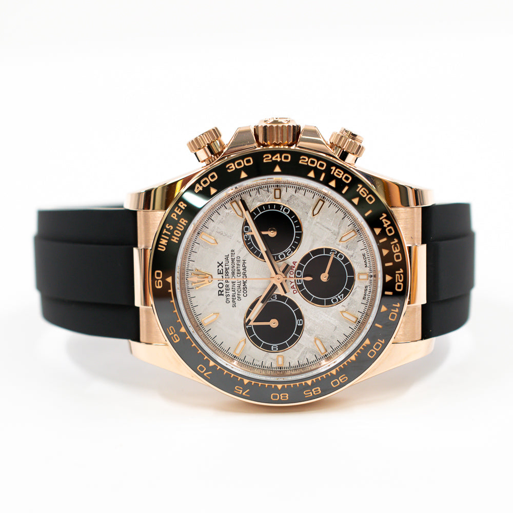 Daytona Rose Gold Black Ceramic Bezel with Rubber Strap 126515LN