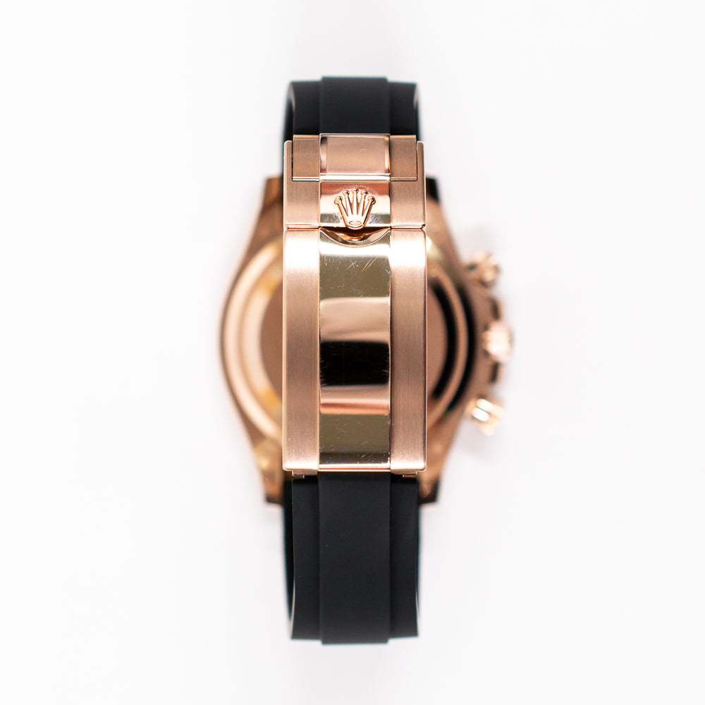 Daytona Rose Gold Black Ceramic Bezel with Rubber Strap 126515LN