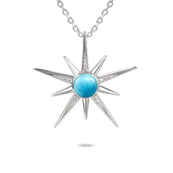 Sterling Silver Starburst Necklace with White Sapphire