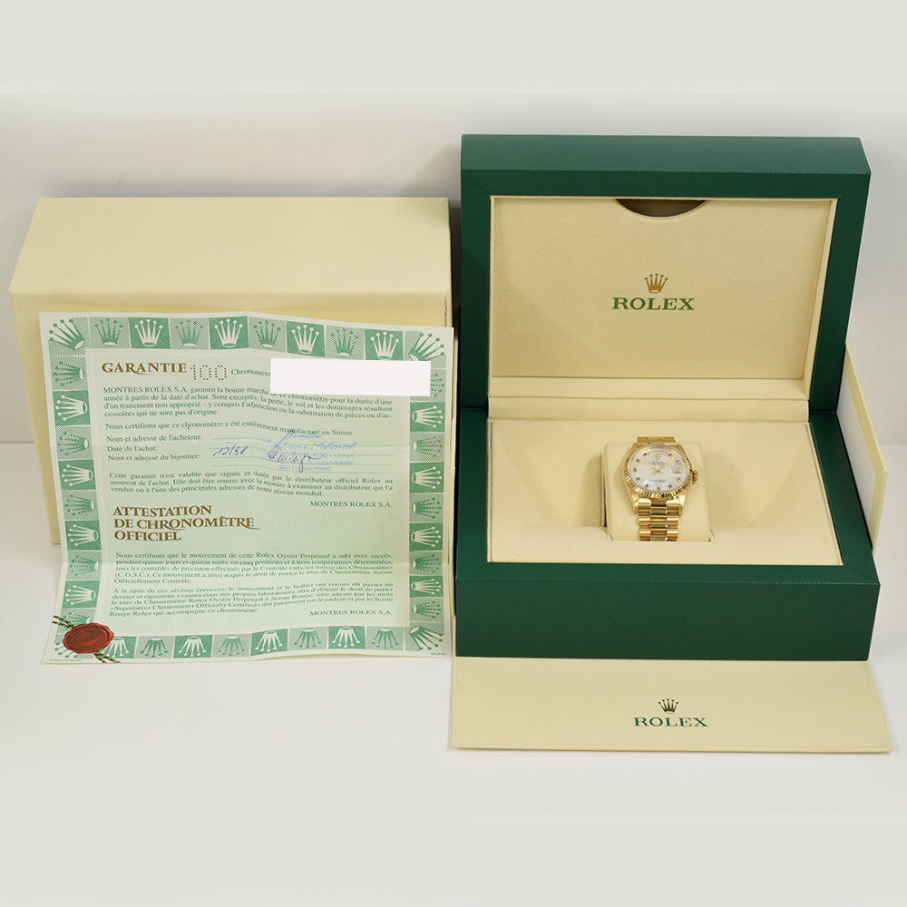 Day-Date President 36mm Yellow Gold Fluted Bezel 18238NGS