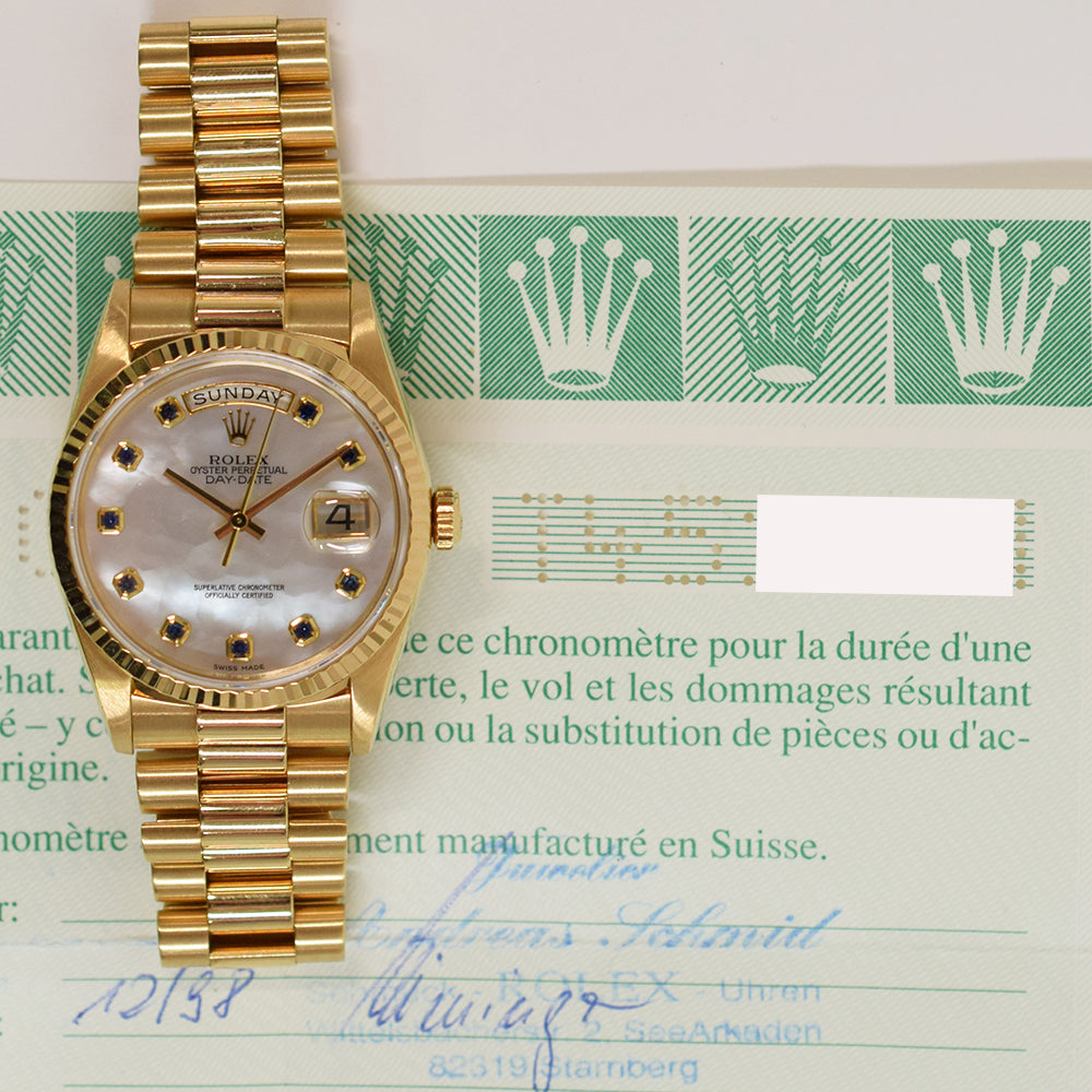 Day-Date President 36mm Yellow Gold Fluted Bezel 18238NGS