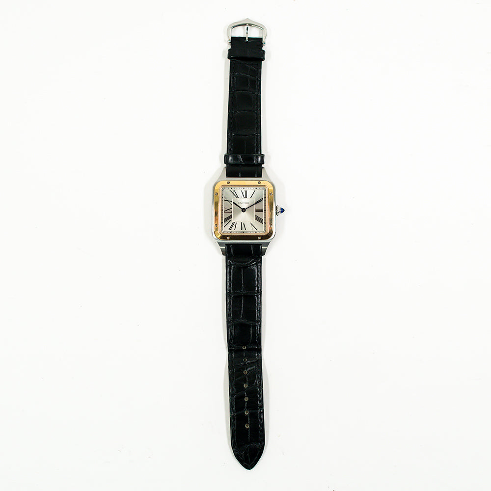 Santos-Dumont Large Quartz - Steel and Rose Gold - 43.5mm x 31.4mm  W2SA0011