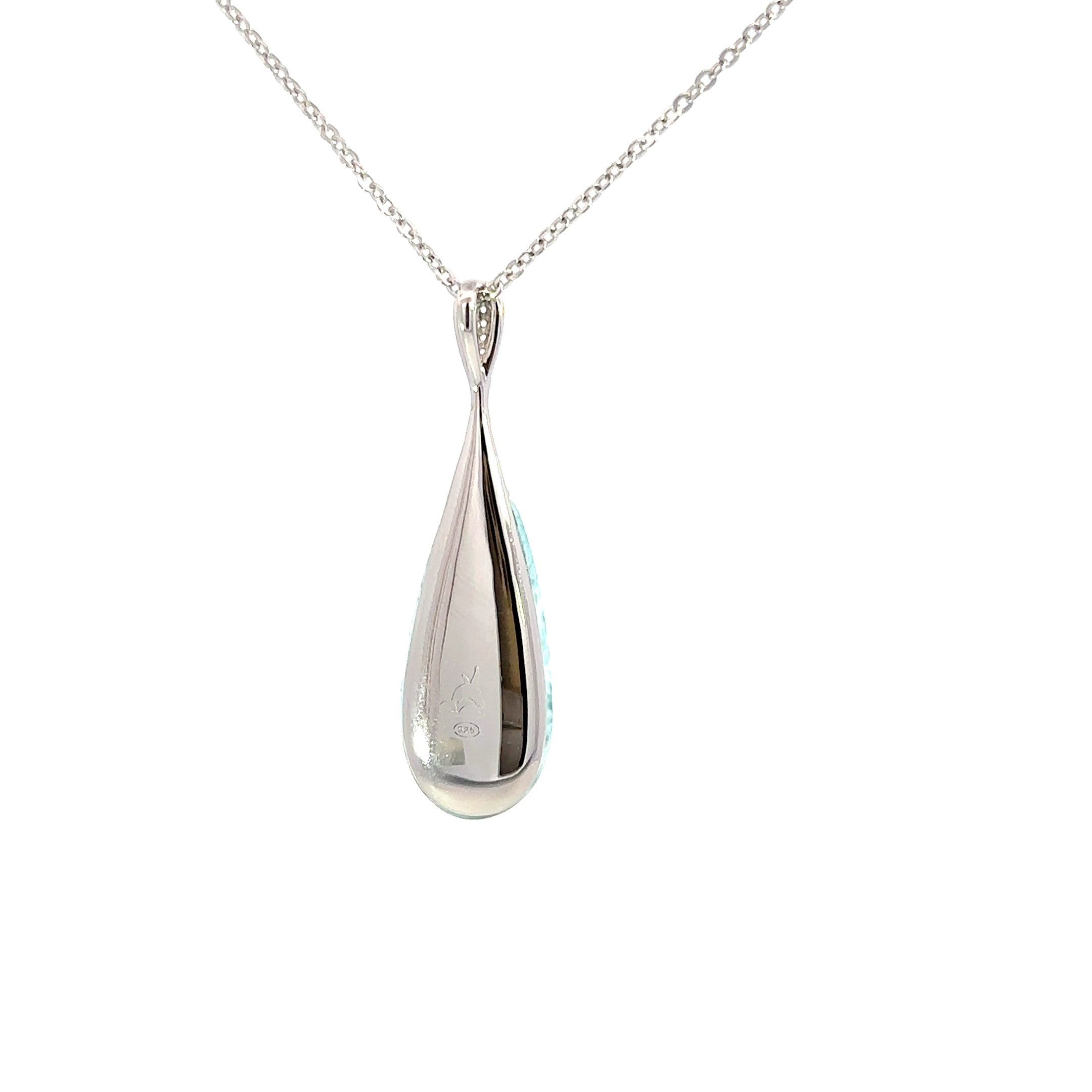 SS Larimar Teardrop Pendant wh