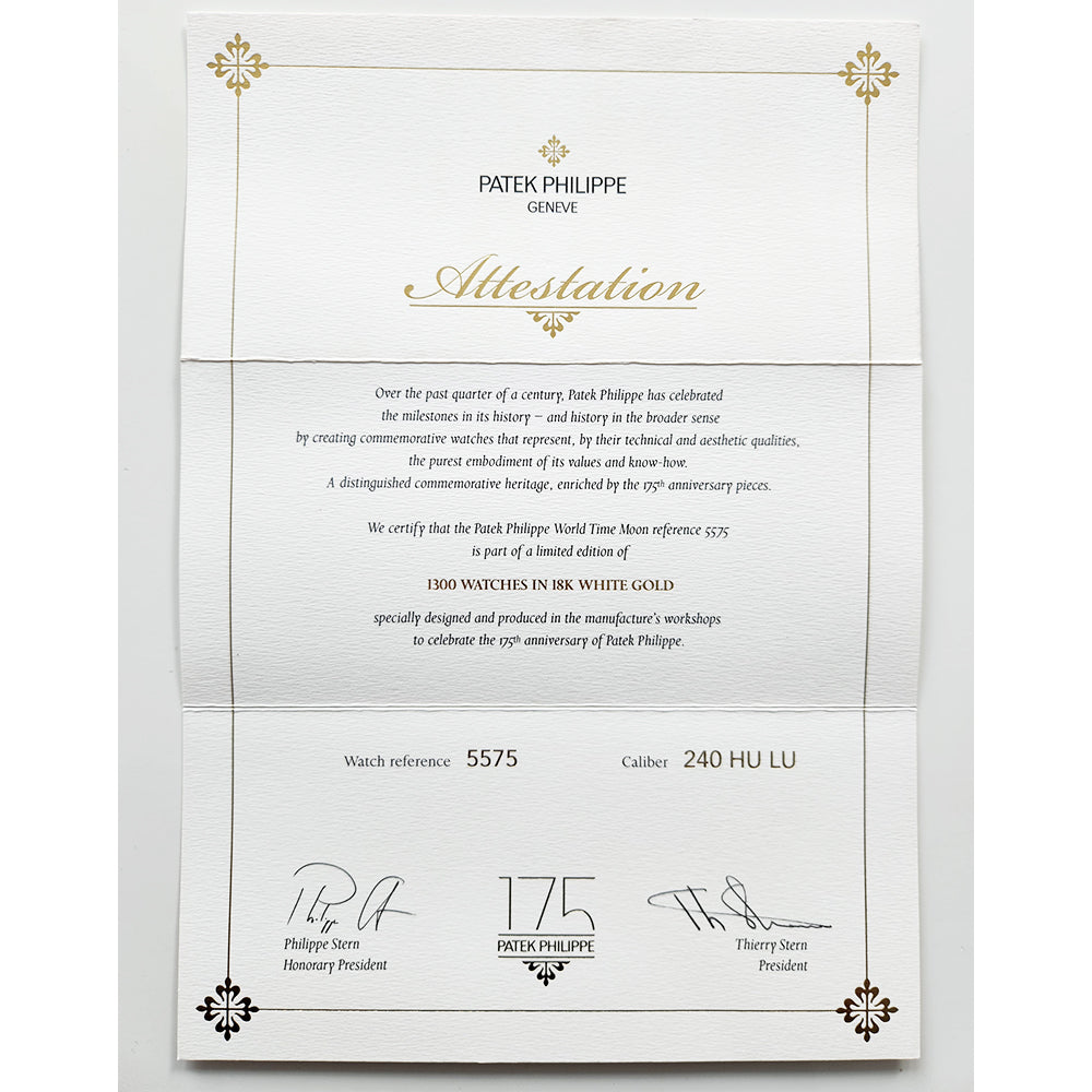 World Time 39.5mm White Gold - 175th Anniversary 5575G-001