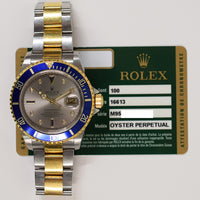 Submariner Date 40mm Blue Bezel "Serti Dial" Steel and Yellow Gold 16613SG