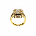 14kt Yellow Gold Diamond Baguette Cluster and Halo Fashion Ring
