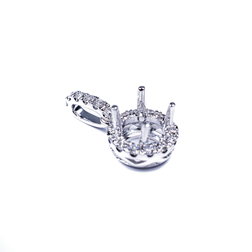 14kt White Gold Diamond Semi Mount Pendant