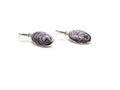Sterling Silver Purle Oval Fashion Earrings with Amethyst