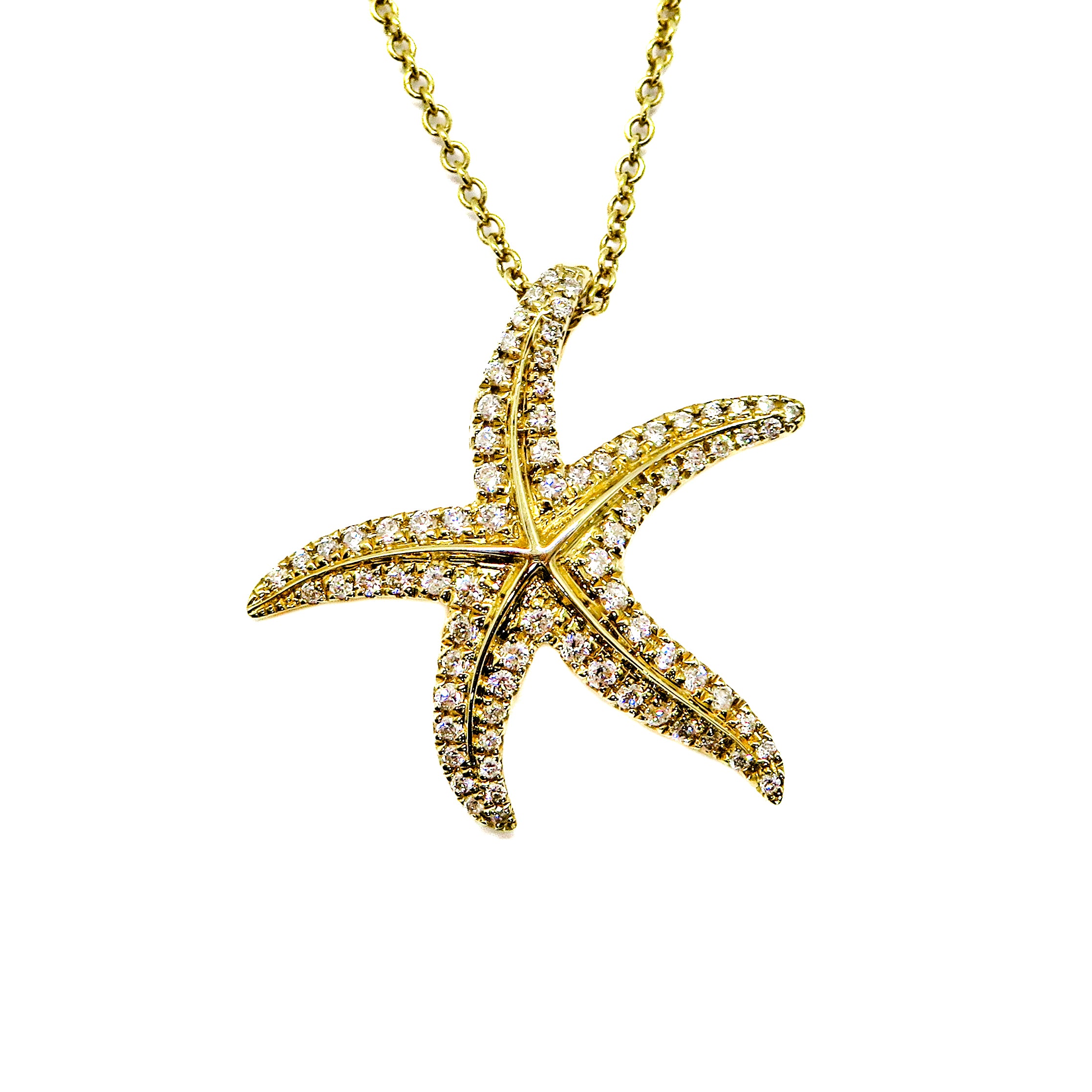 14kt Yellow Gold Starfish Diamond Necklace