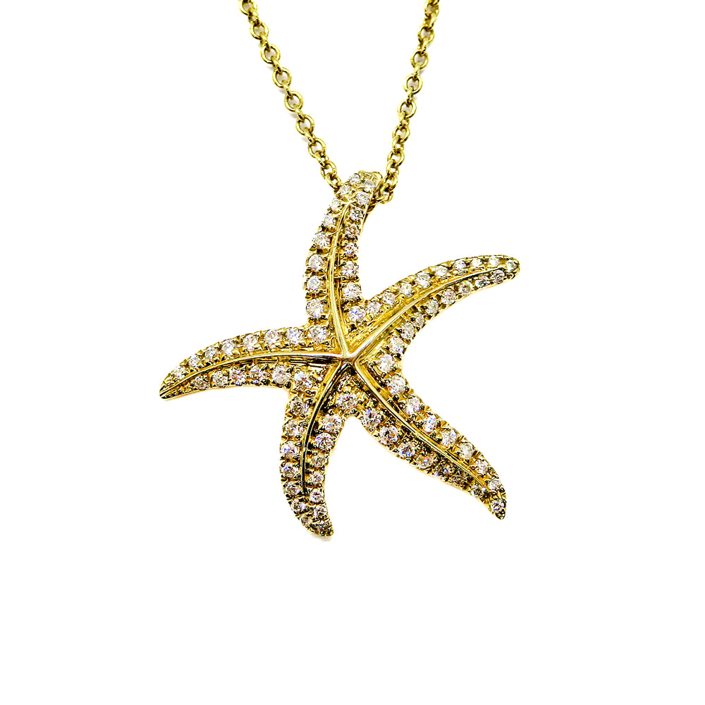 14kt Yellow Gold Starfish Diamond Necklace