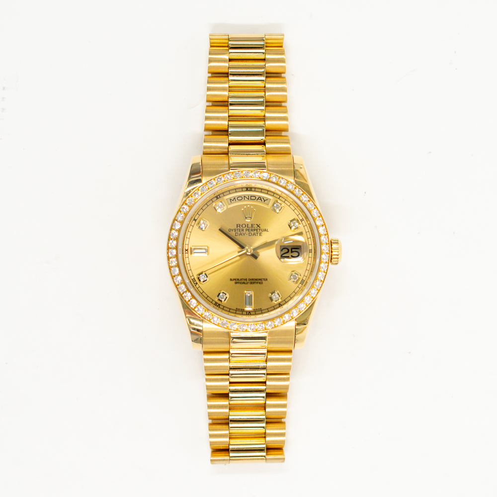 Day-Date 36mm Diamond Bezel Yellow Gold 118348A