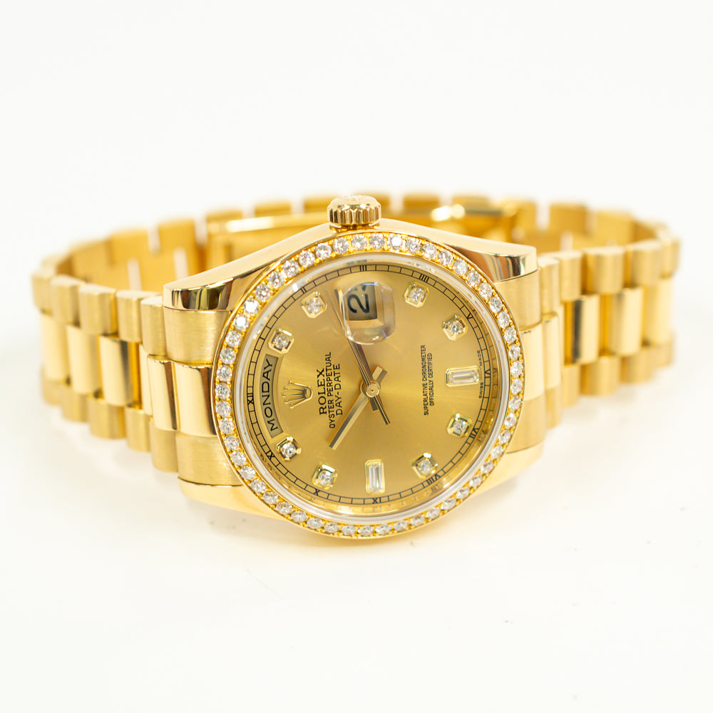 Day-Date 36mm Diamond Bezel Yellow Gold 118348A