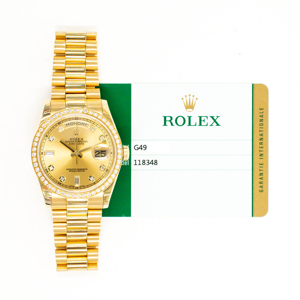 Day-Date 36mm Diamond Bezel Yellow Gold 118348A