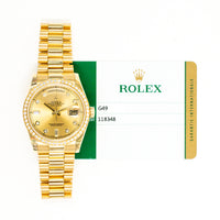 Day-Date 36mm Diamond Bezel Yellow Gold 118348A