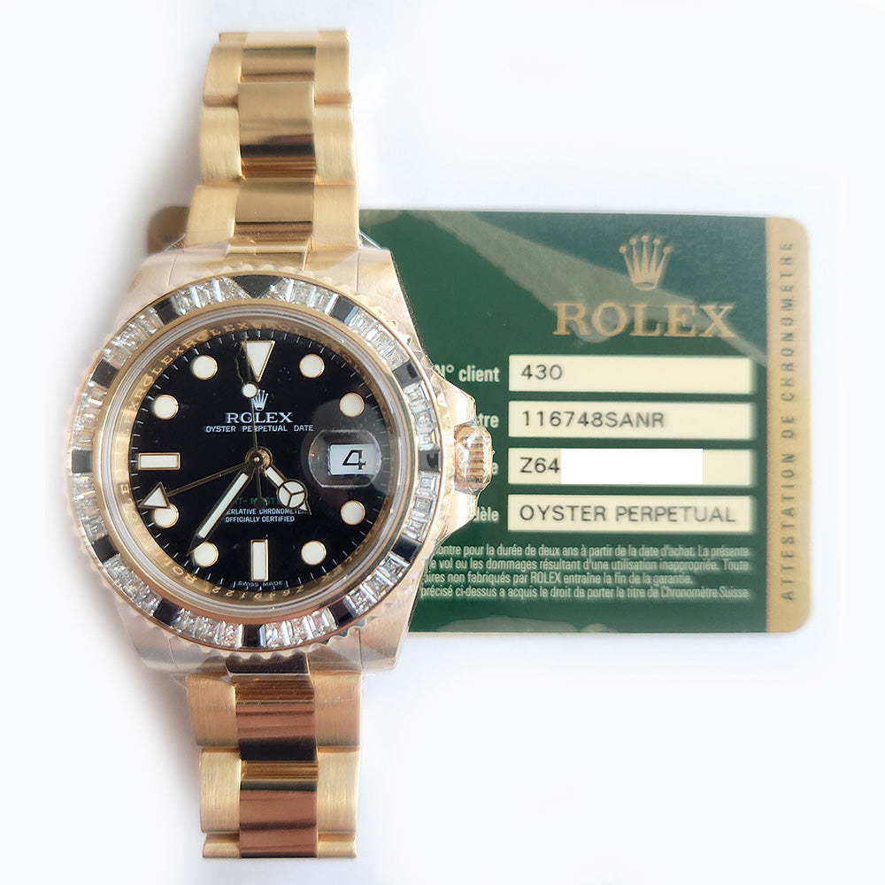GMT-Master II Diamond and Black Sapphire Bezel Yellow Gold 116748SANR