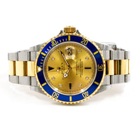 Submariner Date 40mm Blue Bezel "Serti Dial" Steel and Yellow Gold 16613SG