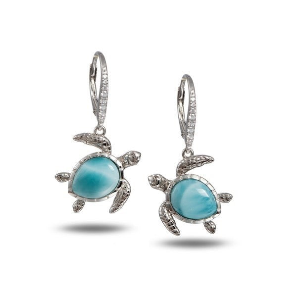 Silver Larimar Turtle earrings