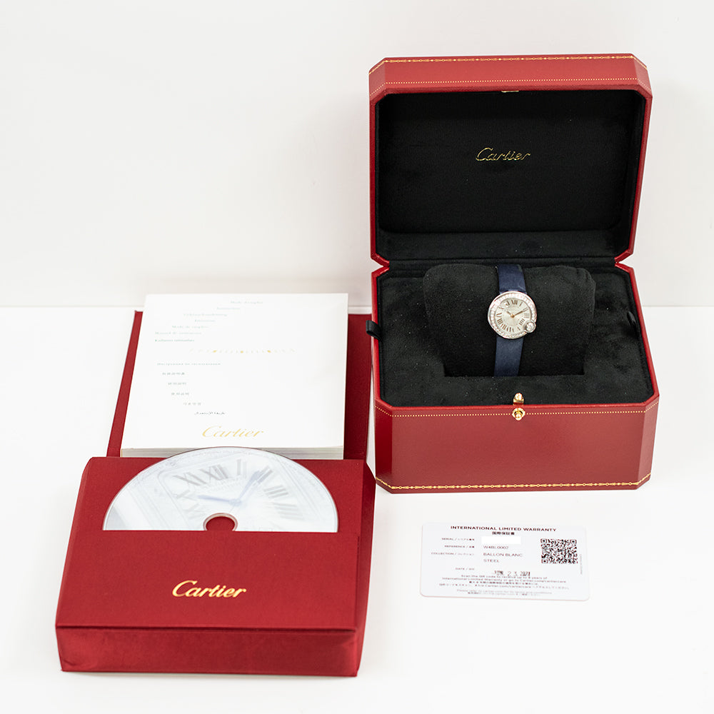 Ballon Blanc de Cartier Quartz 26mm Diamond Bezel Steel W4BL0002