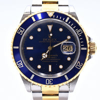 Submariner Date 40mm Blue Bezel Steel and Yellow Gold 16613