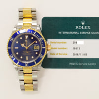 Submariner Date 40mm Blue Bezel Steel and Yellow Gold 16613