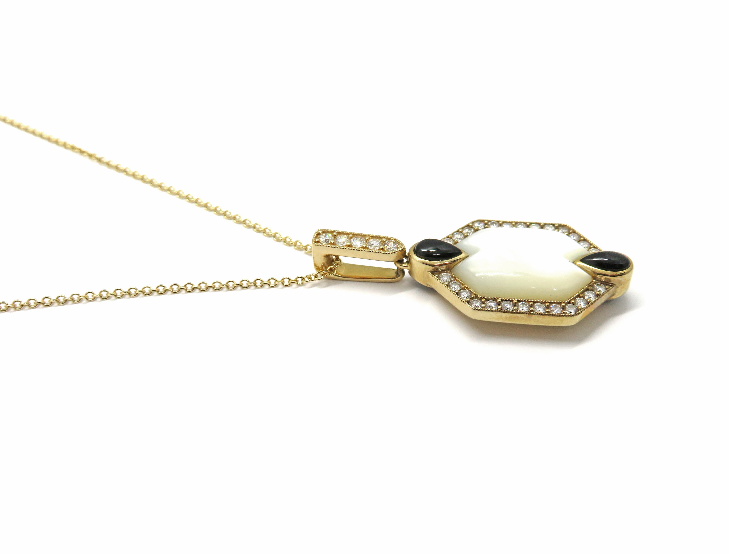 14K Yellow Gold Mother-of-Pearl, Onyx & Diamond Pendant Necklace